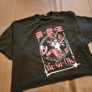 Y2K Yu-Gi-Oh Yugi T Shirt XL Black Anime Manga Graphic Cropped Distressed Tee